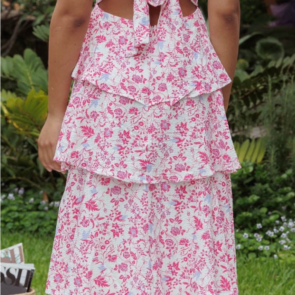 Selfie Leslie Midi Pink Ruffle Dress - Picture 9 of 10
